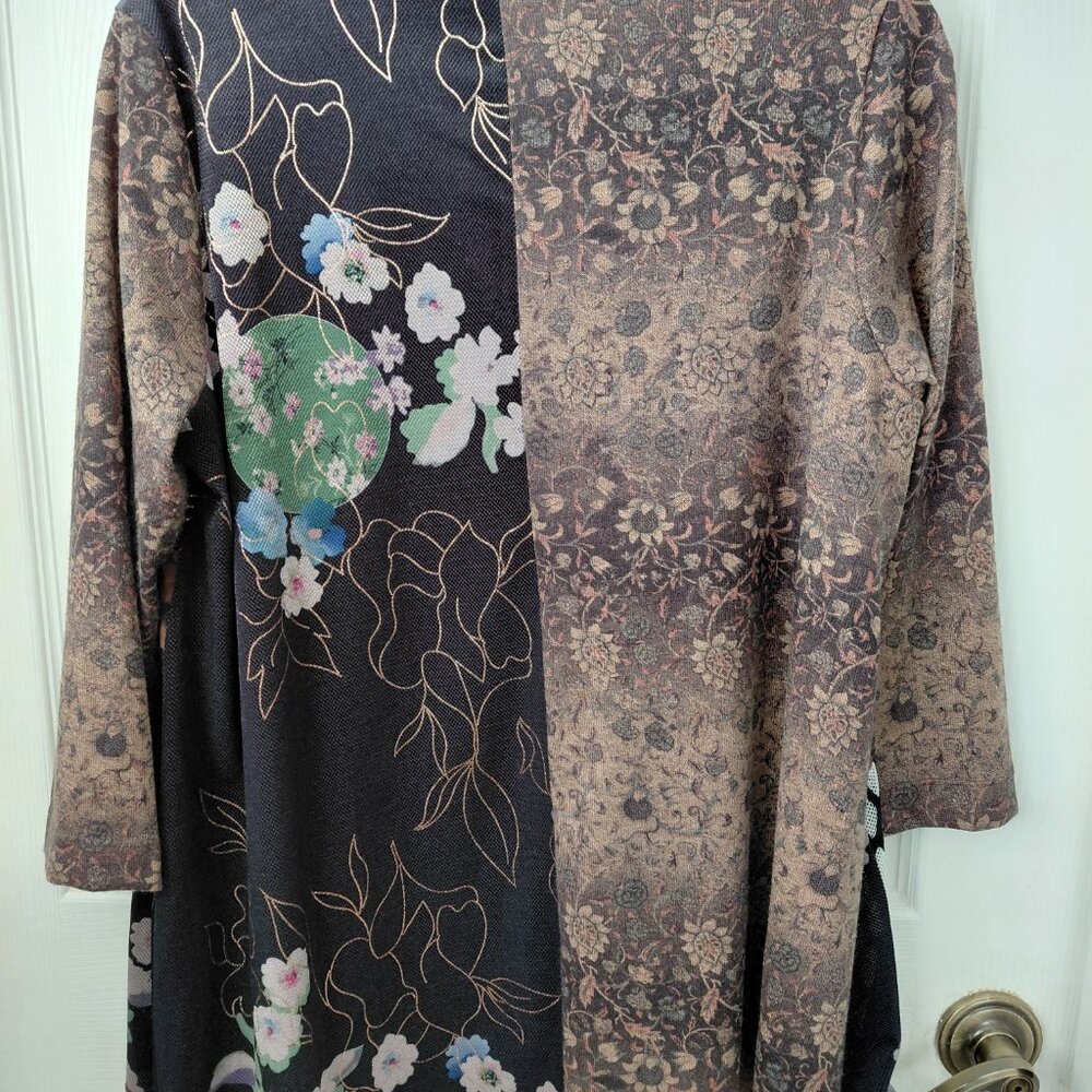 Ali Miles Patchwork Open Front Cardigan Petite La… - image 3